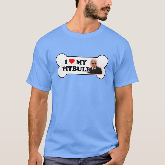 T-shirt I Love My Pitbull Bumper Sticker Parody funny (Devant)