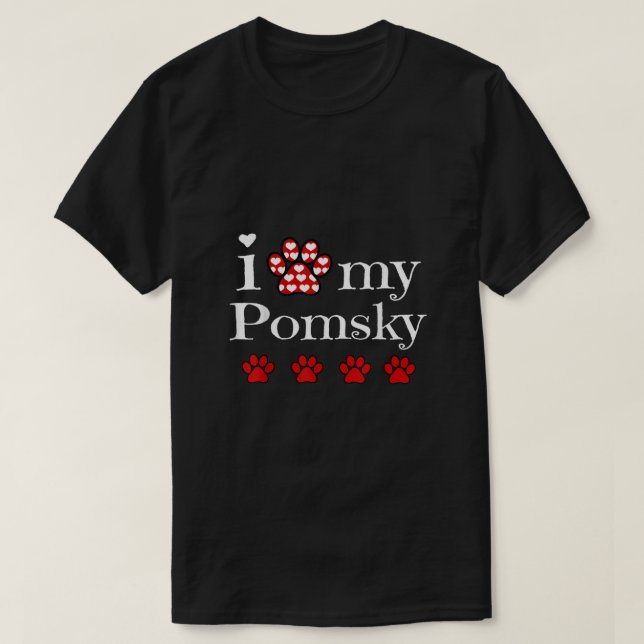 T-shirt I Love My Pomsky Cadeau pour cadeau de Noël Amoure (Design devant)