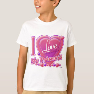 T-shirt I Love My Princess rose/violet - coeur