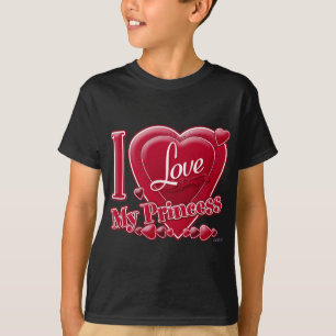 T-shirt I Love My Princess rouge - coeur