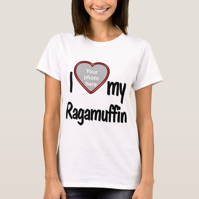 T-shirt I Love My Ragamuffin - Photo Chat En Forme De Coeu (Devant)