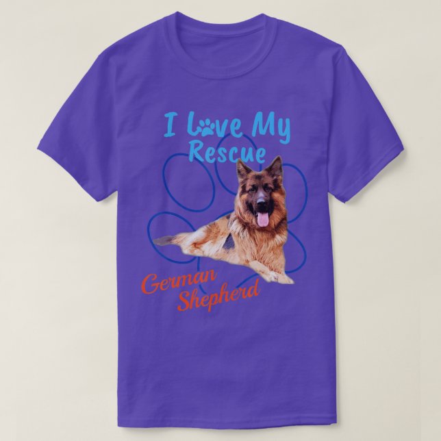 T-shirt I Love My Rescue German Shepherd Cool Adopted Dog (Design devant)