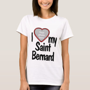 T-shirt I Love My Saint Bernard Red Heart Chig Photo