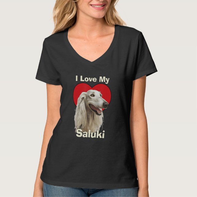 T-shirt I Love My Saluki Puppy Dog (Devant)