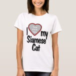 T-shirt I Love My Siamese Chat - Cadre photo Coeur Rouge<br><div class="desc">Ce t-shirt amusant vous permettra de montrer à quel point vous aimez votre chat siamois! La chemise est dotée d'un cadre amusant en forme de coeur, où vous pouvez télécharger une photo de votre propre chat siamois. Les Amoureux de les chats tomberont amoureux de ce t-shirt amusant et personnalisable qui...</div>