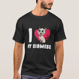 T-shirt I Love My Siamese Chat Kitten Amoureux des chats K