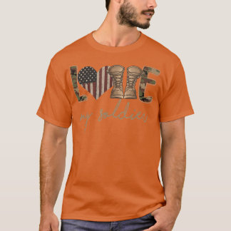 T-shirt I Love My Soldier Military Army Wife USA Camour Fl