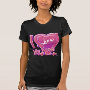 T-shirt I Love My Sons rose/violet - coeur