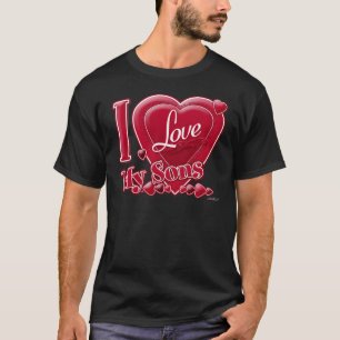 T-shirt I Love My Sons rouge - coeur