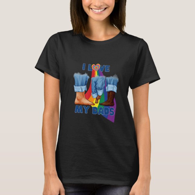 T-shirt I Love My Two Dads Interracial Gay Pride LGBTQ Tra (Devant)