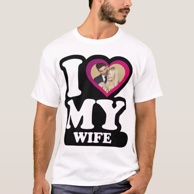 T-shirt I Love My Wife Miami - Photo personnalisée (Devant)