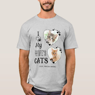 T-shirt I Love My Wife's Cats Custom Cute Heart Photo