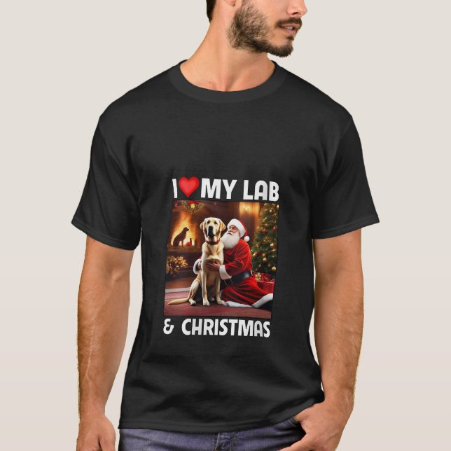 T-shirt I Love My Yellow Lab Retriever et Christmas Père N (Devant)