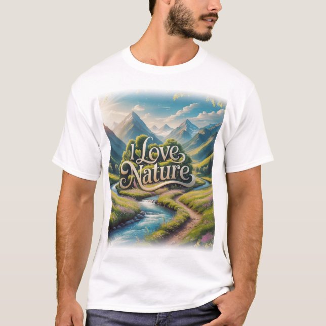 T-shirt I Love Nature - pour les amateurs d'aventure, en p (Devant)