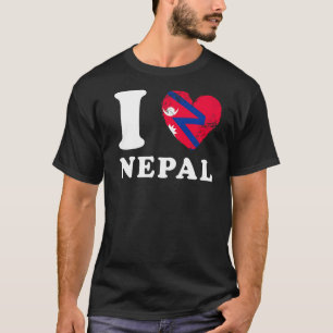 T-shirt I Love Nepal Heart Flag Népal