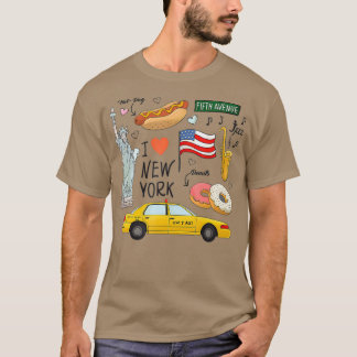 T-shirt I Love New York NY Icons Tourist Inspiré Cadeau