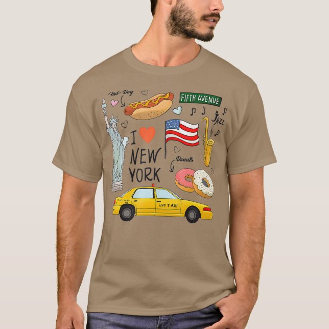 T-shirt I Love New York NY Icons Tourist Inspiré Cadeau (Devant)