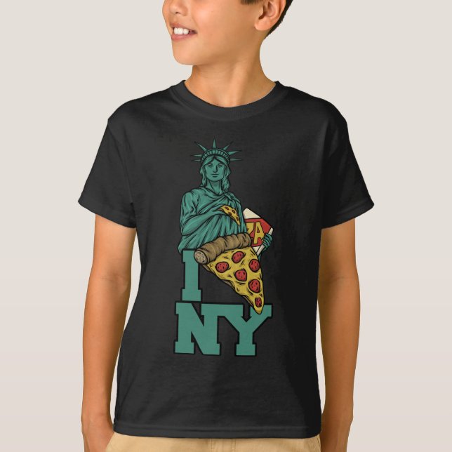 T-shirt I Love New York Pizza Statue De Liberty USA Amériq (Devant)