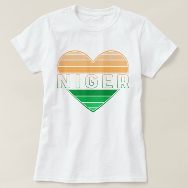 T-shirt I Love Niger, Coeur Nigérien (Design devant)