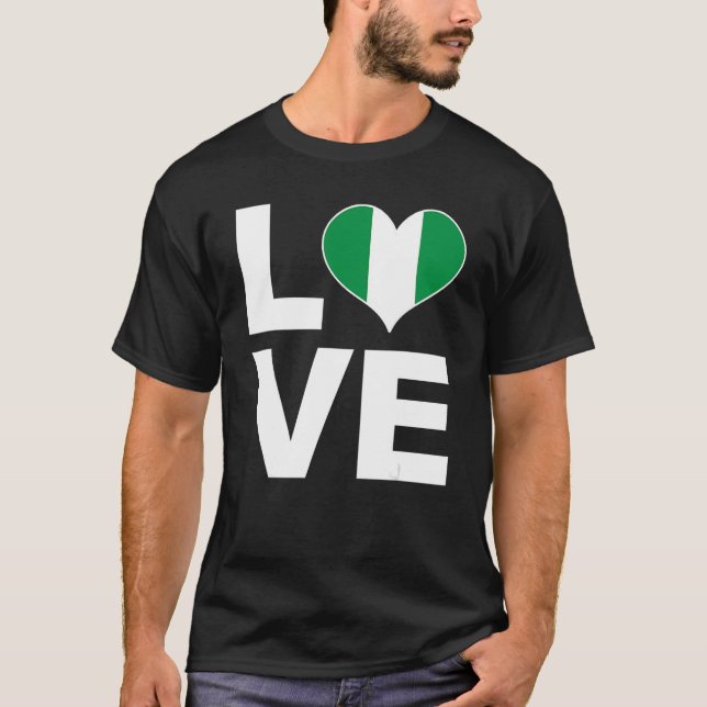 T-shirt I Love Nigeria Heart Flag Nigeria (Devant)