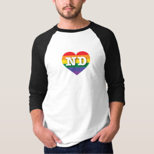 T-shirt I Love North Dakota Rainbow Heart