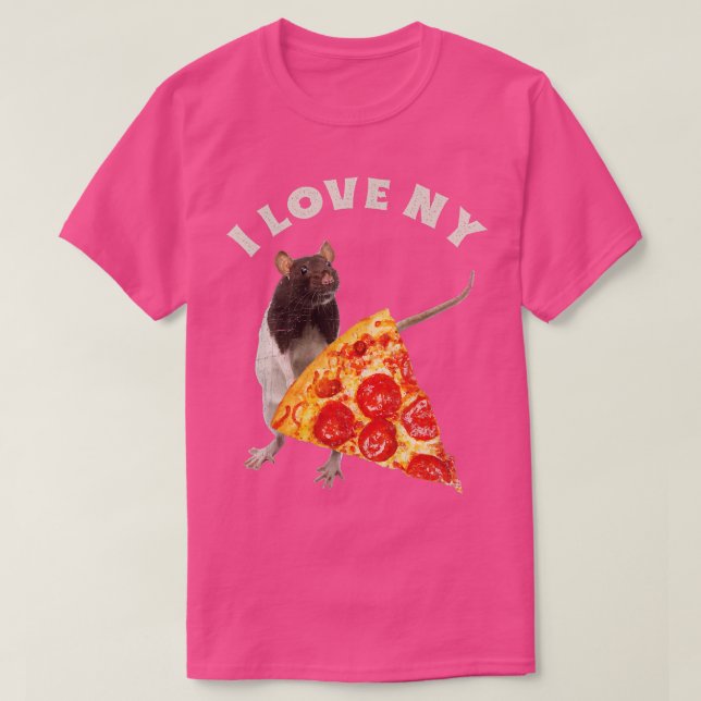 T-shirt I Love NY Pizza and Mouse amoureux Pizza Rats Funn (Design devant)