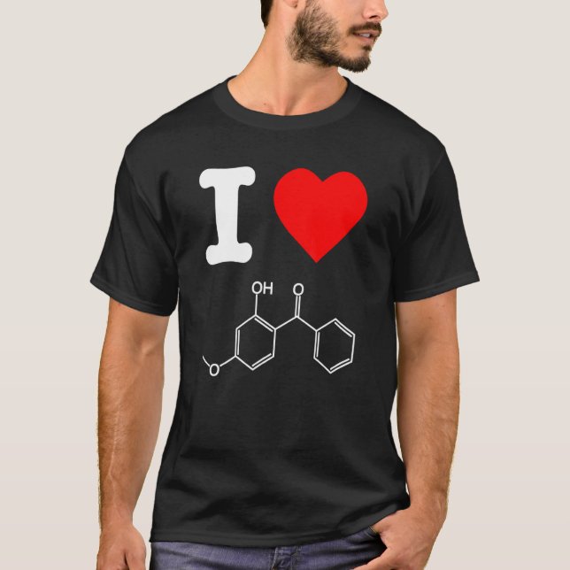 T-shirt I Love Oxybenzone Suncreen Soins de la peau Formu  (Devant)