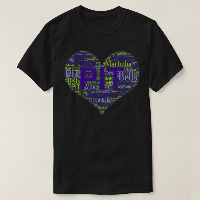 T-shirt I Love P Marching Band Percussion Coeur Mot Cloud (Design devant)