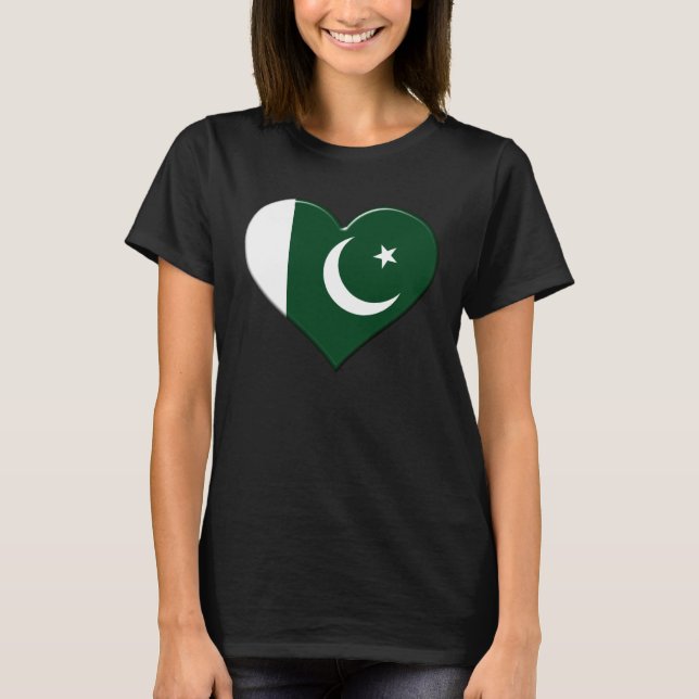 T-shirt I love Pakistan National Flag Pride Heart (Devant)