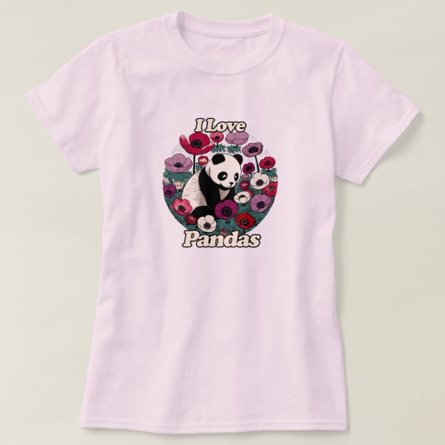 T-shirt I Love Pandas Panda Bear (Design devant)