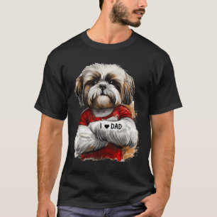 T-shirt I Love Papa Tattoo Shih Tzu Papa Drôle Fête des pè