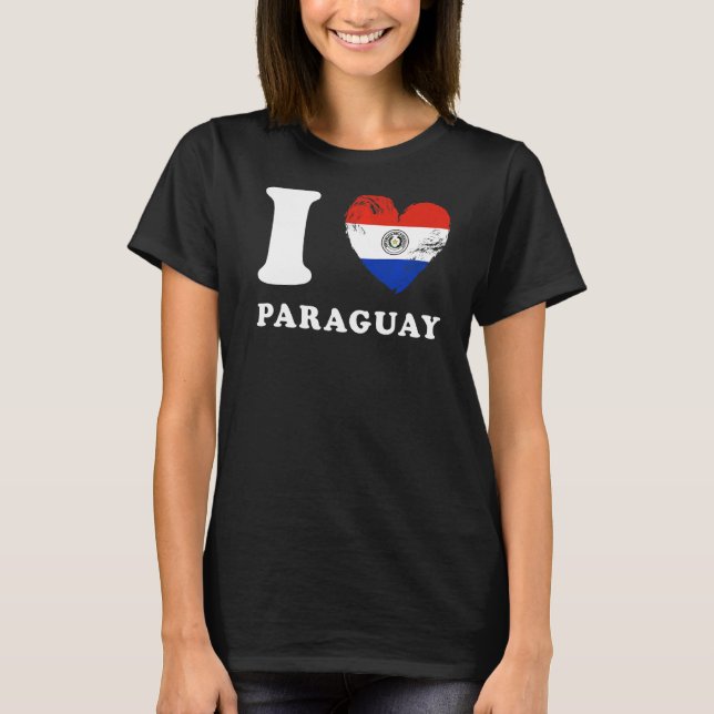 T-shirt I Love Paraguay Heart Flag Paraguay (Devant)