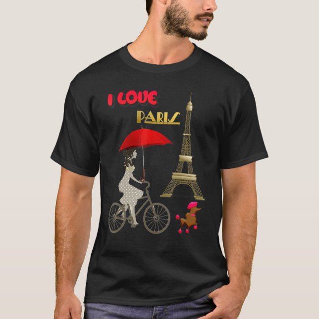 T-shirt I Love Paris Eiffel Tower France  French Souvenir (Devant)