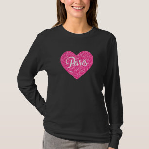 T-shirt I Love Paris Pink Heart Travel Pour Femmes Filles