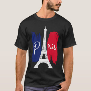 T-shirt I Love Paris Vêtements Tour Eiffel France Drapeau