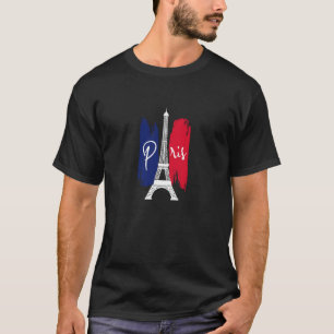 T-shirt I Love Paris Vêtements Tour Eiffel France Drapeau