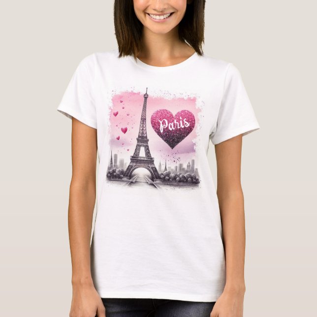 T-shirt I Love Paris Watercolor Mode (Devant)