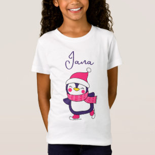 T-Shirt I Love Patinage Penguin Cute Girl's