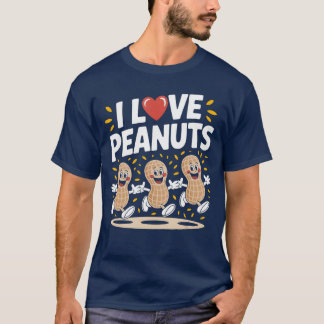 T-shirt I Love Peanuts Fun Cartoon Design retro