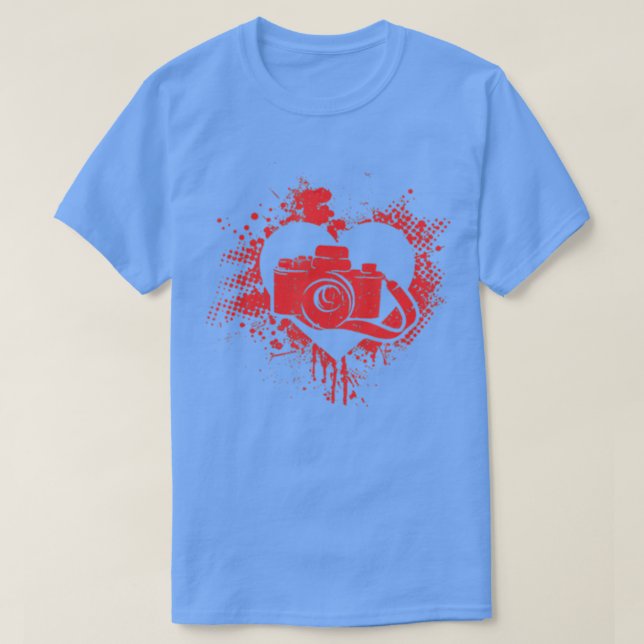 T-shirt I Love Photography Funny Photographer Camera Valen (Design devant)