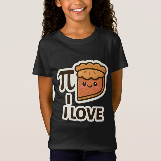 T-Shirt I Love Pi Sticker - Mignonne Math & Pie Pun Design (Devant)