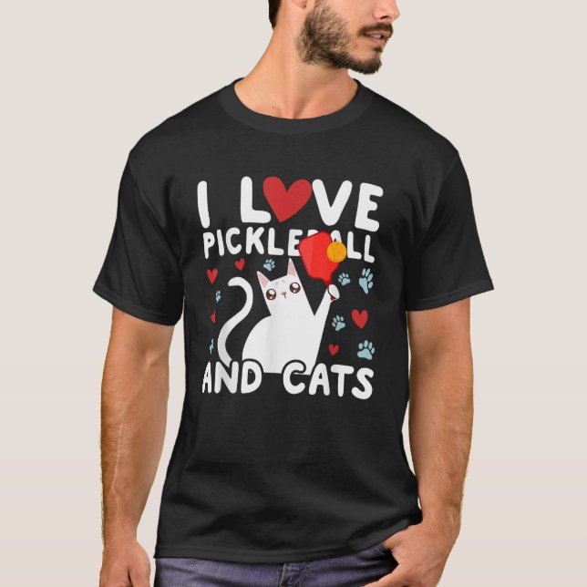 T-shirt I Love Pickleball Cats White Cat Fitness Workout G (Devant)