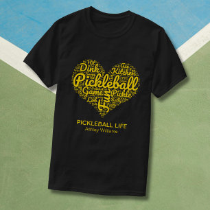 T-shirt I Love Pickleball Nom personnalisé Word Art Heart