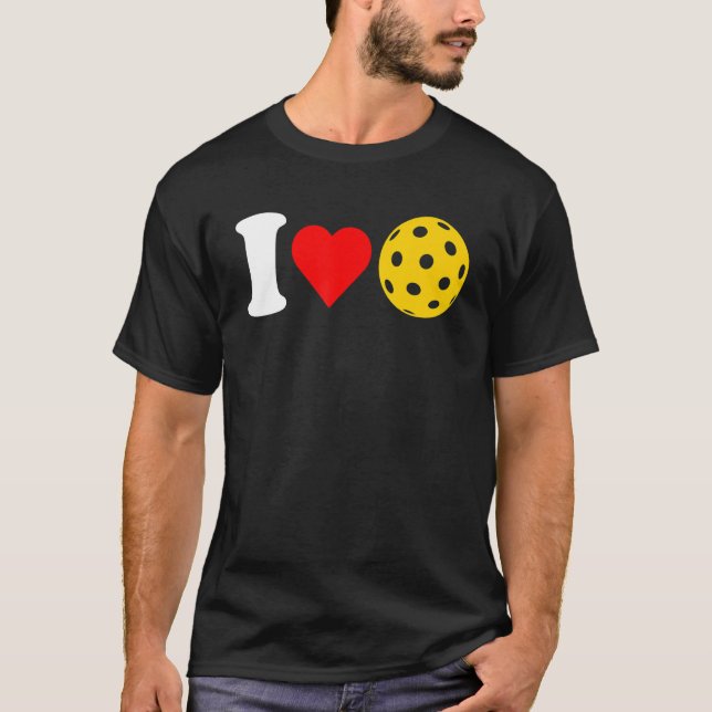 T-shirt I Love Pickleball Paddleball Lover Red Heart Valen (Devant)