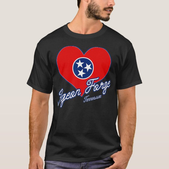 T-shirt I Love Pigeon Forge Tennessee Heart State Drapeau (Devant)