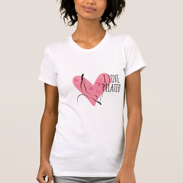 T-shirt I LOVE PILATES Pilates Pose sur Réformateur (Devant)
