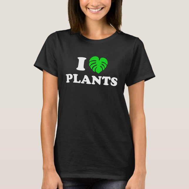 T-shirt I Love Plants Cute  Monstera Leaf Heart Garden Mam (Devant)