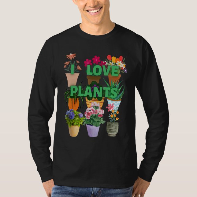 T-shirt I love plants Many Pots (Devant)