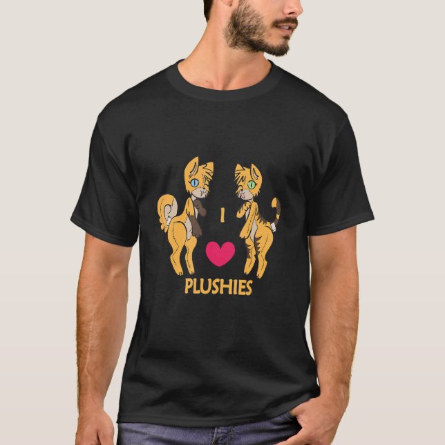 T-shirt I Love Plushies Furry Fandom Fursuite Cosplay (Devant)