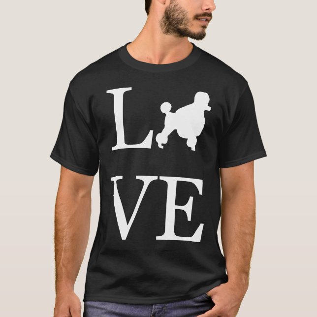 T-shirt I Love Poodle Silhouette Amoureux des chiens Cadea (Devant)